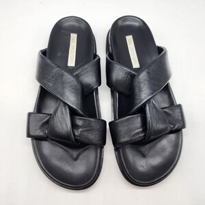 Neil J Rodgers Obi Slide Sandals Womens 38 US 8 Black Leather Made in Italy